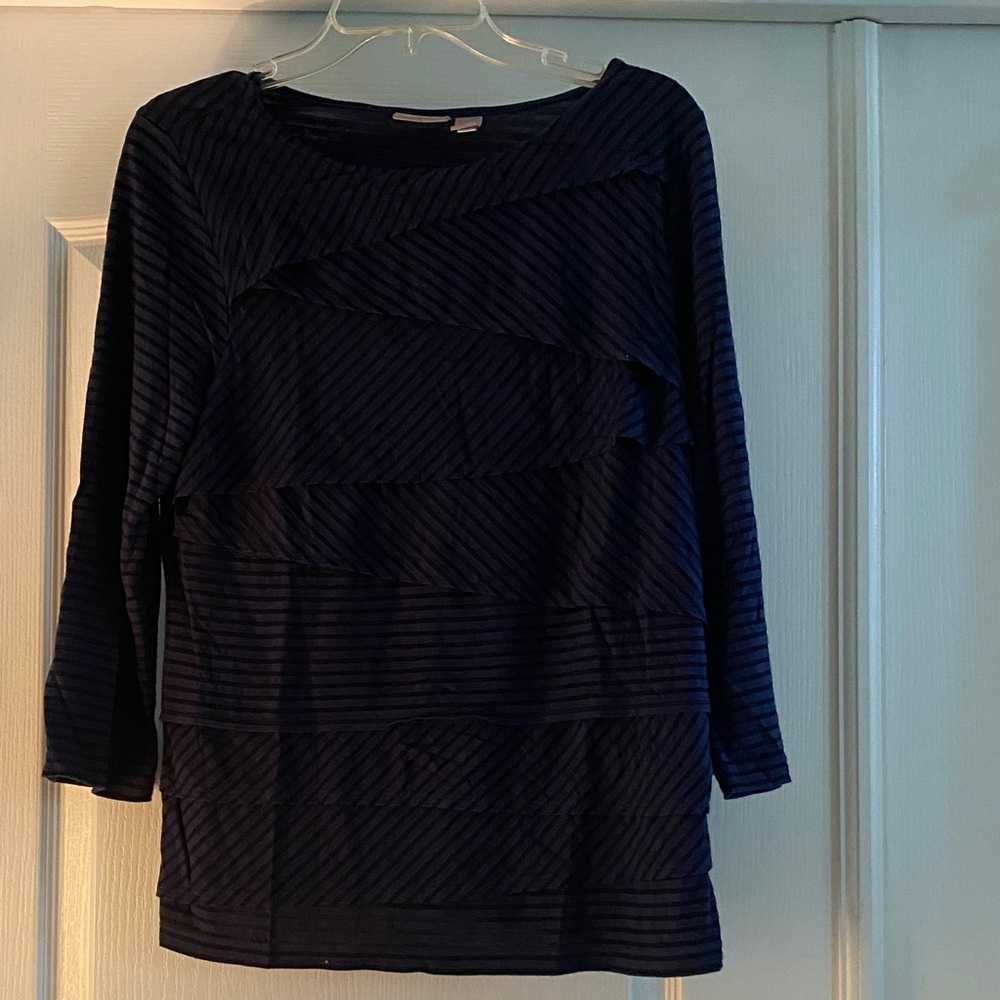 Chico's Navy Striped Blouse